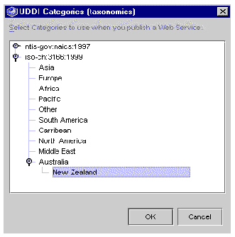 Screenshot showing browser used to select one or more categories. Buttons are OK and Cancel.