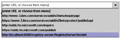 Screenshot showing sample registry browser selection list of registry URLs.
