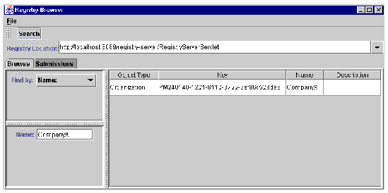 Screenshot of sample registry browser displaying a selected business in the detail information pane.
