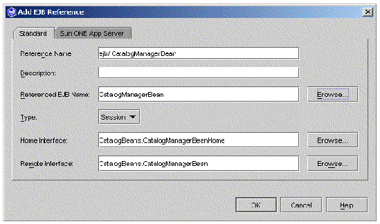 Screenshot of EJB Reference Property editor with additional value in Referenced EJB Name field.