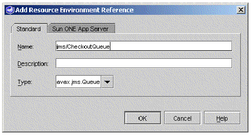 Screenshot of the web module node's Add Resource Environment Reference dialog.