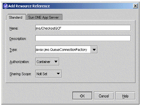Screenshot of the web module's Add Resource Reference dialog.