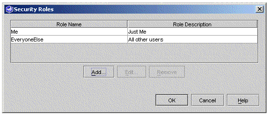 Screenshot of the web module's Security Roles Property Editor.	
