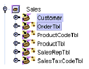Screenshot showing the Sales EJB module expanded and two beans selected.