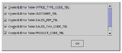 Screenshot showing the warning dialog box where you confirm your selection of tables.