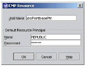 Screenshot showing the properties of an EJB module containing CMP entity beans. 