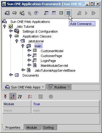 This figure shows the main module folder and the Add Command button that you should select.