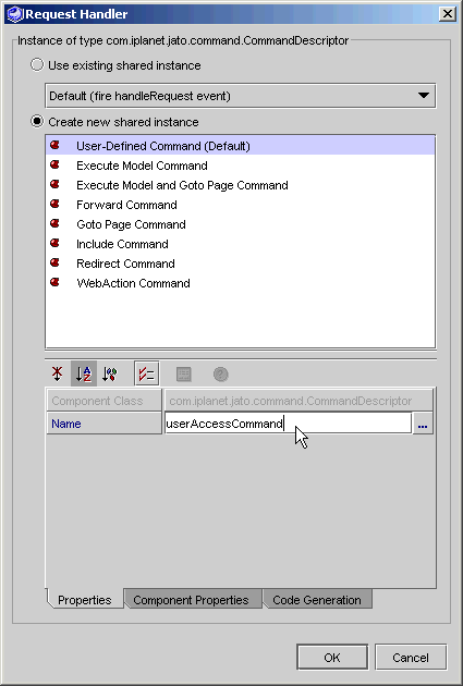 This figure shows the Request Invocation Command editor.