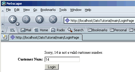This figure shows an invalid customer number.