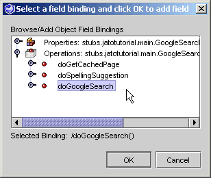 This figure shows Web Service Field Bindings editor.