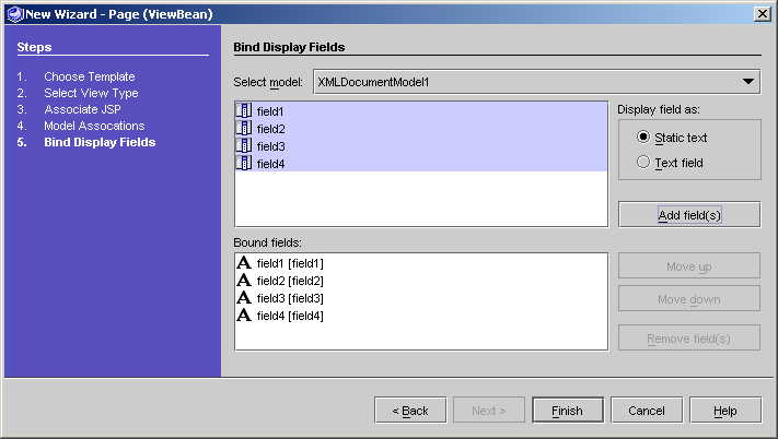 This figure shows the Bind Display Fields panel.