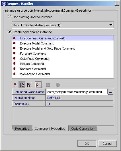 This figure shows the fully qualified class name for ValidatingCommand1.