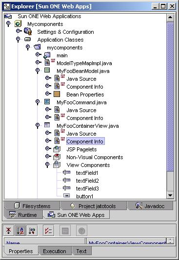 This figure shows the Application component nodes showing explicit ComponentInfo Java source nodes.