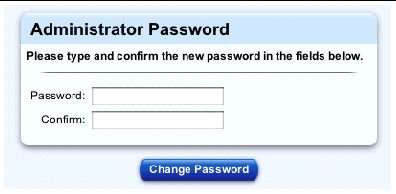 This screenshot shows the table for modifying the Administrator password; the button is Change Password.