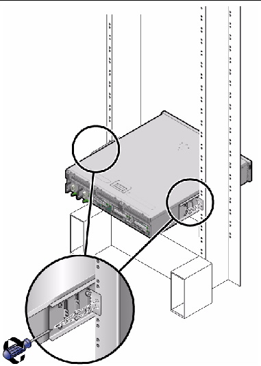 Figure showing how to secure the rear plate to the rack.