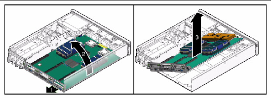 Figure showing how to remove the motherboard assembly from the chassis.