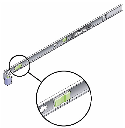 Figure showing release levers on the rails.