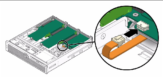 Figure showing PCI mezzanine cable being installed.