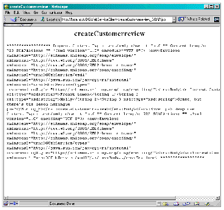 createCustomerreview response page shows method name as title, but rest is blank.
