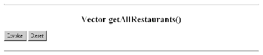 getAllRestaurants method section shows only method name and Invoke button.