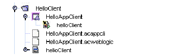 Screenshot of a section of the Explorer window with an application client node and its subnodes.