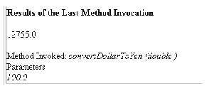 Screenshot showing the Results of the Last Method Invocation frame with testing results.
