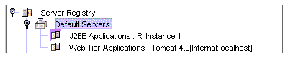 Segment of Runtime pane of Explorer showing the Default Servers node with the default web server as Tomcat 4.0[Internal:localhost].