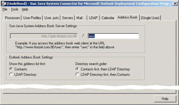 Desktop Deployment Configuration Program: Address Book Tab