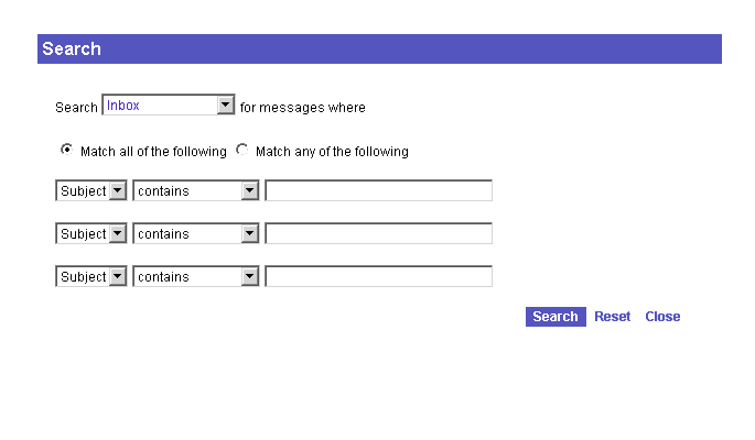 Figure showing Communications Express message search window.