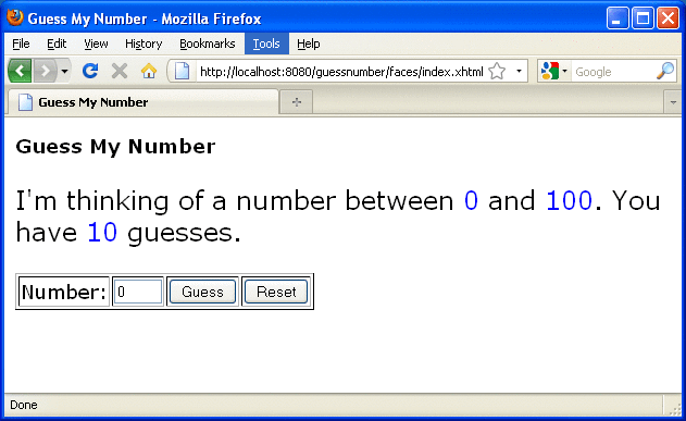 Guess Number example at beginning of game
