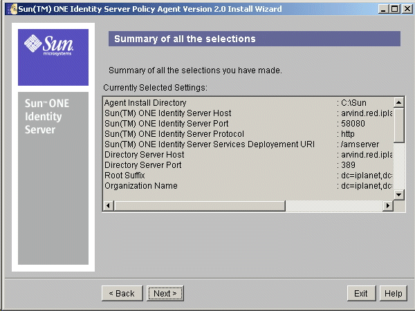 Summary of all selections screen displays the summary of all the selections made.
