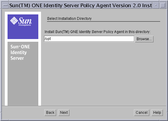 Select Installation Directory screen
