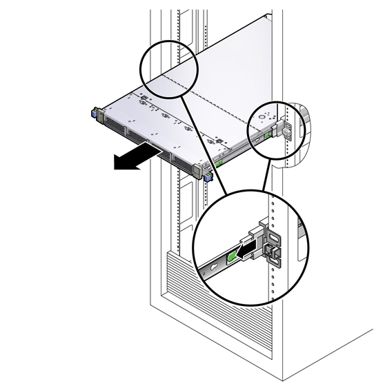 Image showing the location of the slide release levers.