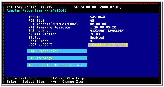 Image showing Adaptor Properties menu.