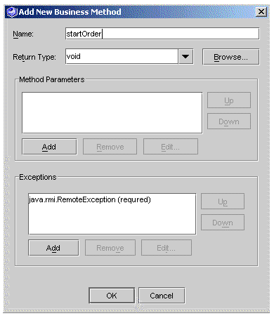 Screenshot showing the Add New Business Method dialog box.