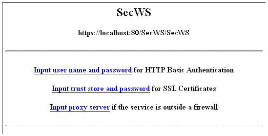 Screenshot of the runtime welcome page, showing the link for setting the client trust store.