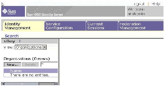 Sun ONE Identity Server Console.