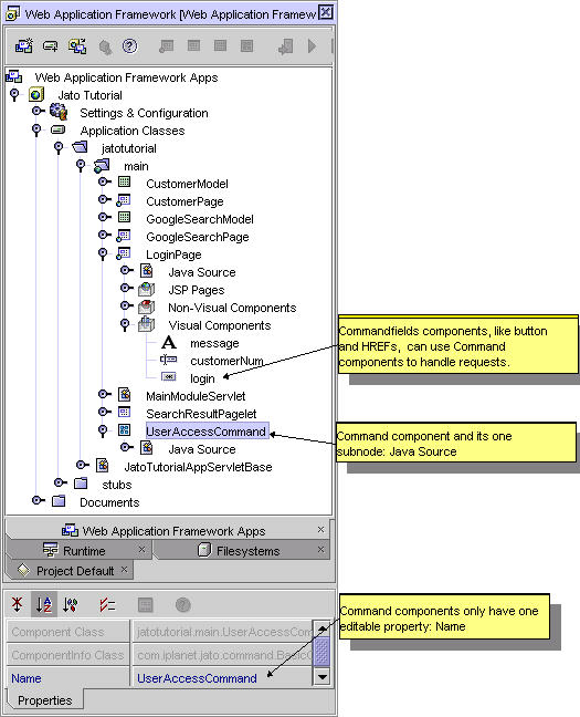 This figure shows examples of command component nodes.