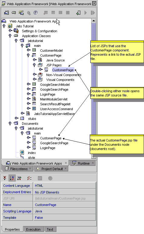 This figure shows the JSP node in the IDE's Web Apps tab.