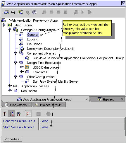 This figure shows the Strict Session Timeout property setting.