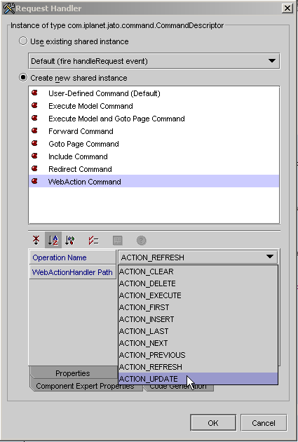 This figure shows the Command Descriptor editor.