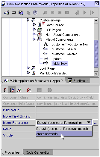 This figure shows the Model Reference property option.