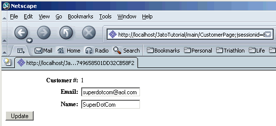 This figure shows the modified customer information.