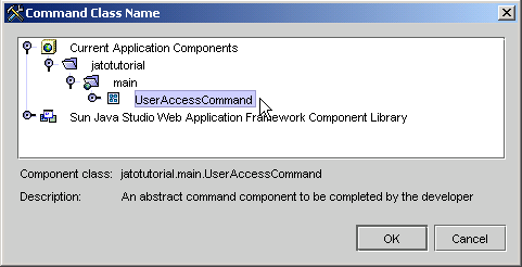 This figure shows the Command Class Name chooser dialog.