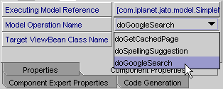 This figure shows the Model Operation Name property and its options. 