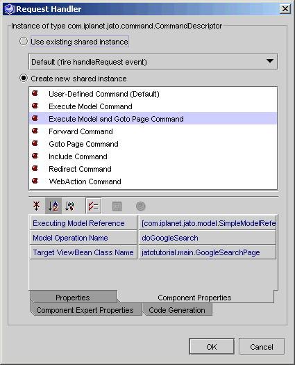 This figure shows the Request Invocation Command editor.