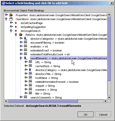This figure shows the operation path where the fields in the TiledView are bound.