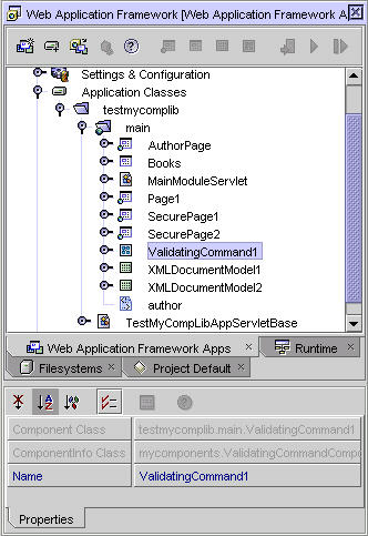 This figure shows the ValidatingCommand1 object node in the Explorer. 