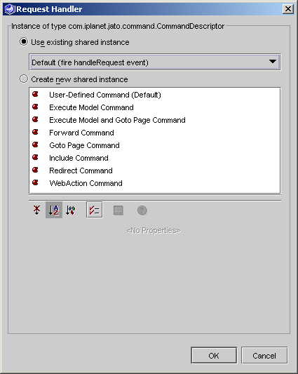 This figure shows the Command Descriptor Property Editor. 
