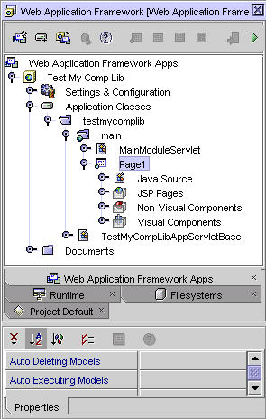 This figure shows the expanded Page1 node and its property sheet. 